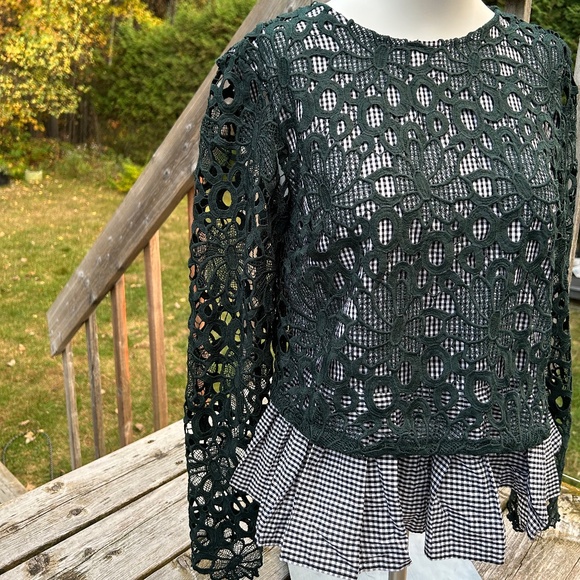 Maeve⎪Gabriella Gingham & Lace Top - Picture 5 of 8